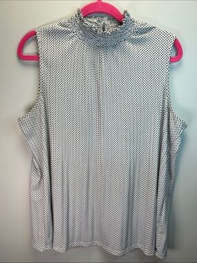 Adrianna Papell Black Polka Dot Sleeveless Shell
